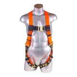 HARNESS 5PT., ALUMINUM DORSAL D-RING, QCB CHEST, GROMMET LEGS, ORANGE COLOR (H222100041)